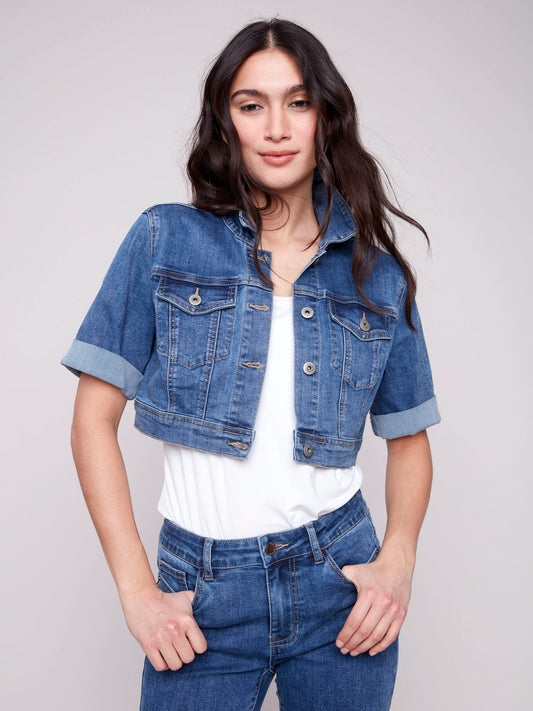 C.B C6112Y Cropped Denim Jacket