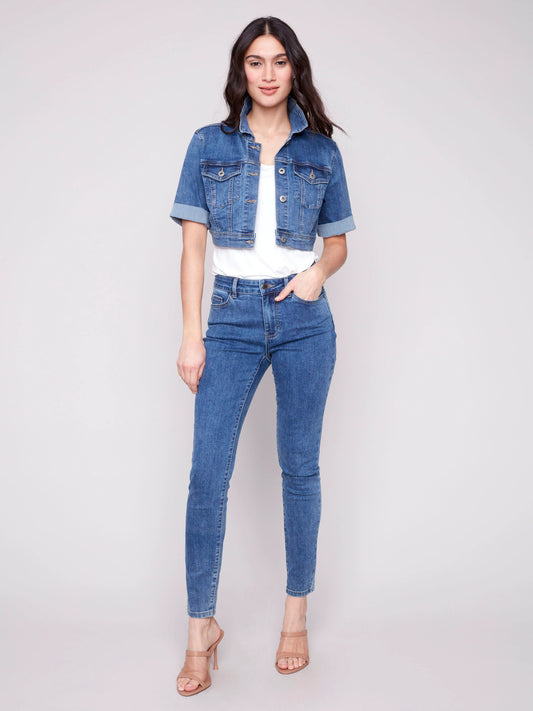 C.B C6112Y Cropped Denim Jacket