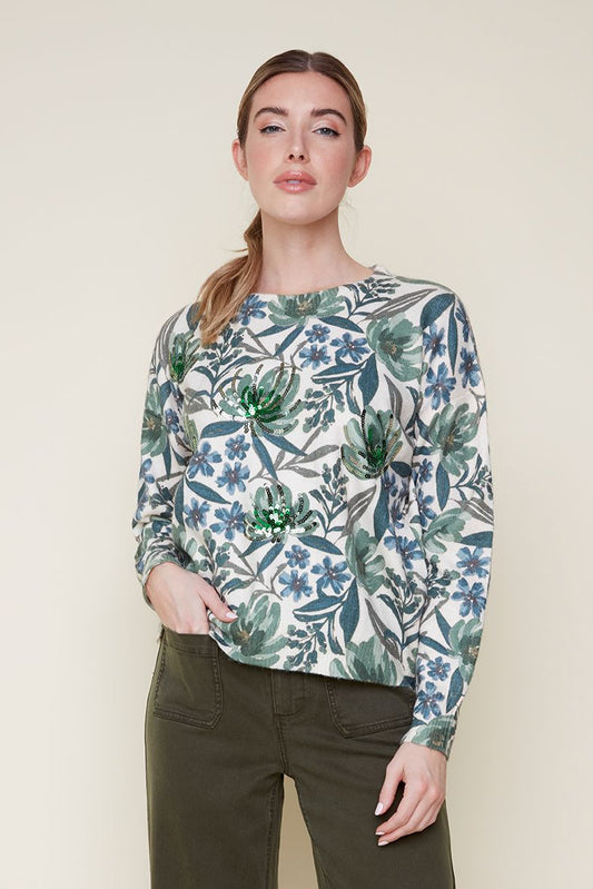 R. 6919 Floral Print Sweater