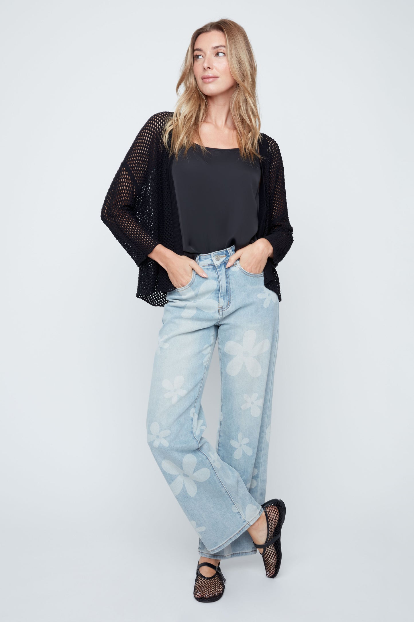 R. R6980-3956 Open Knit Cardigan
