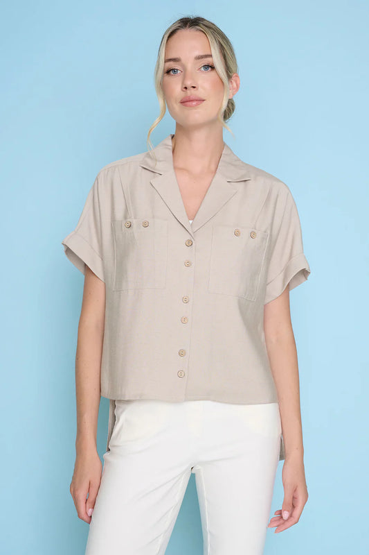 Pic ZM286 Button-Front Top with Pockets