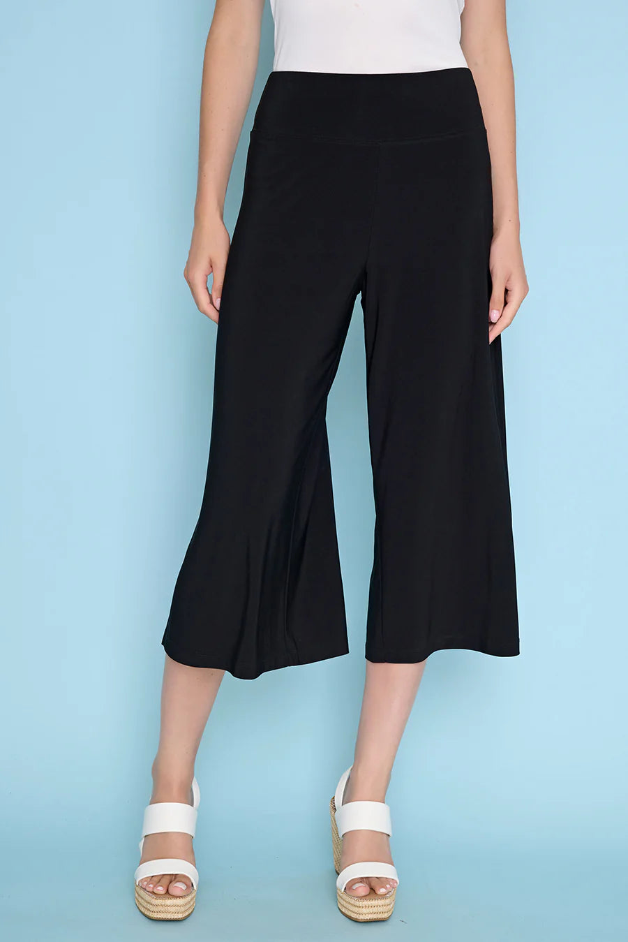 Pic ZY937 Wide-Leg Side-Slit Capri Pants