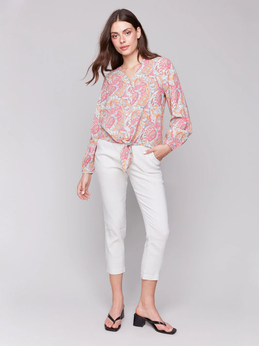 C.B C4564P Long Sleeve Blouse with Tie