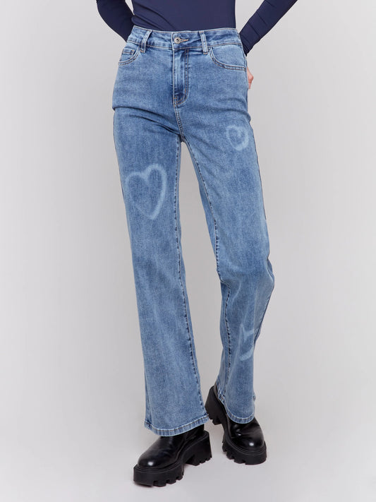 C.B C5572 Flare Jeans with Hearts