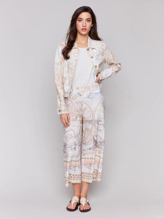 C.B C6199YP Printed Linen Blend Jacket