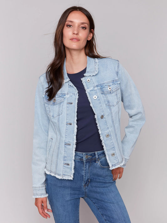 C.B C6233X Twill Jean Jacket With Frayed Edges
