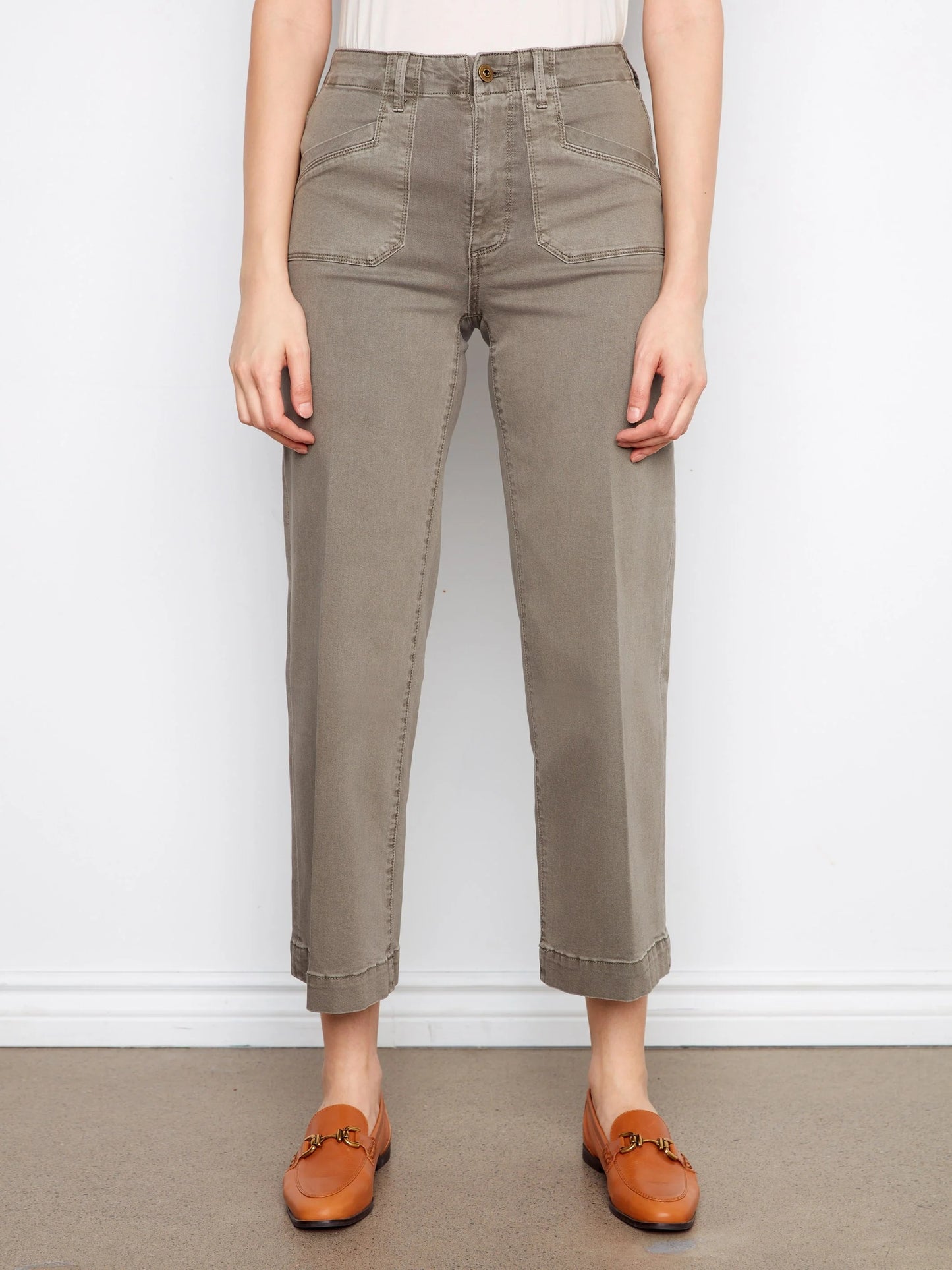 C.B C5660R Cropped Wide Leg Stretch Twill Jeans