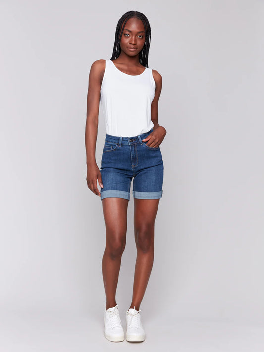 C.B C8029T Rolled Cuff Denim Shorts