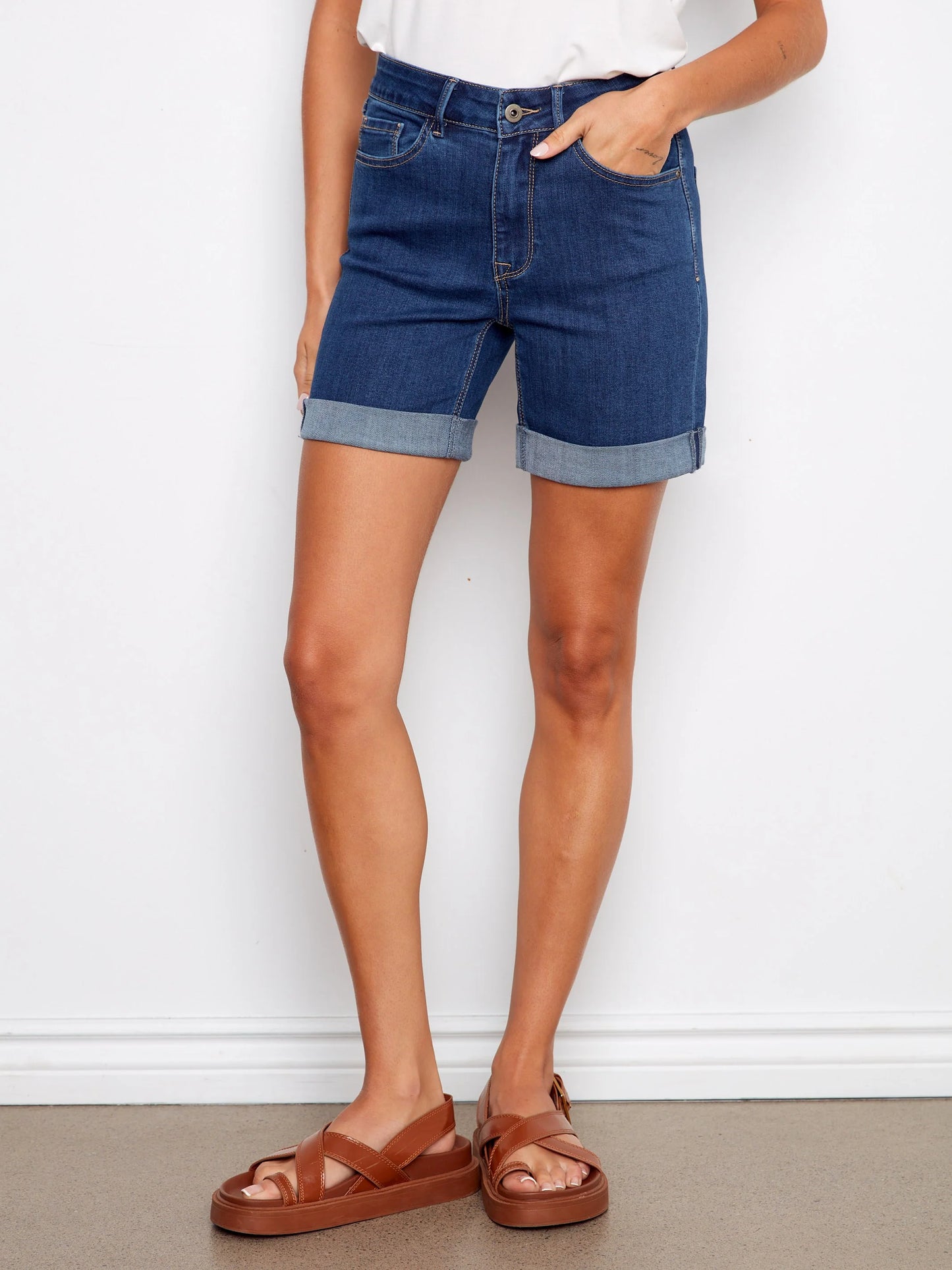 C.B C8029TT Rolled Cuff Denim Shorts