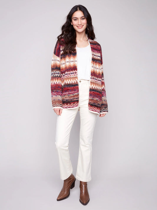 C.B C2934 Space Dye Jacquard Cardigan