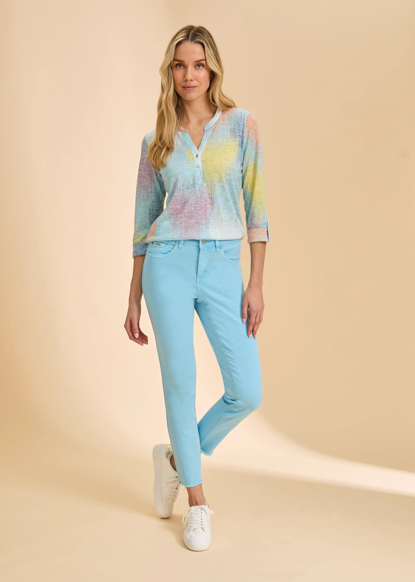 FDJ 3680435 3/4 Sleeve Henley Top