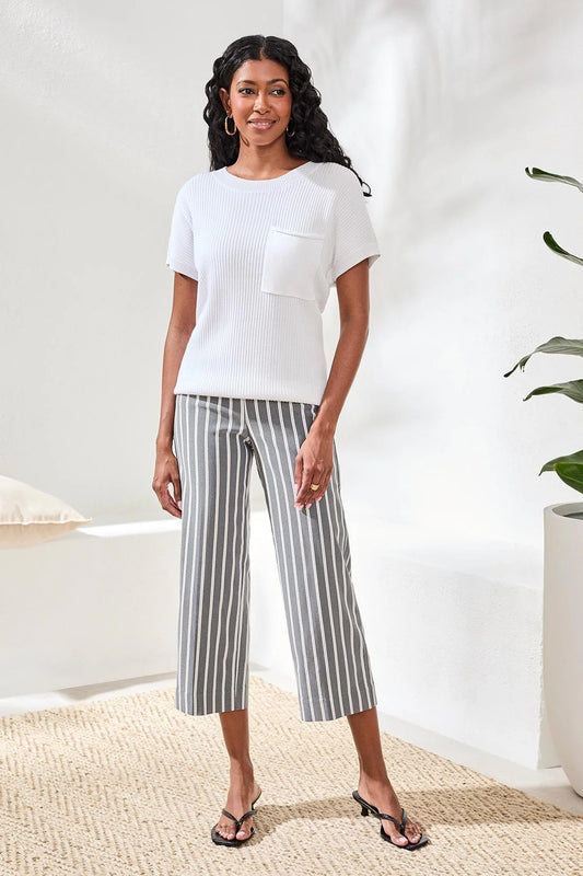 Tri 3007o Dolman Short Sleeve Ribbed Knit Top With Pocket
