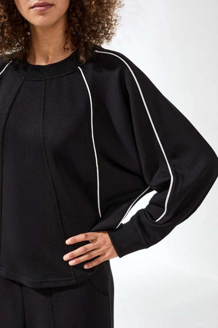 Tri 2452o Techno Lux Crew Dolman Top Contrast