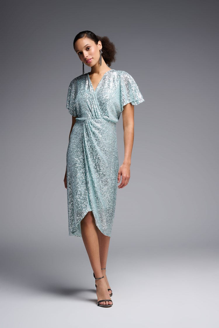 J.R 231760 Sequin Wrap Sheath Dress