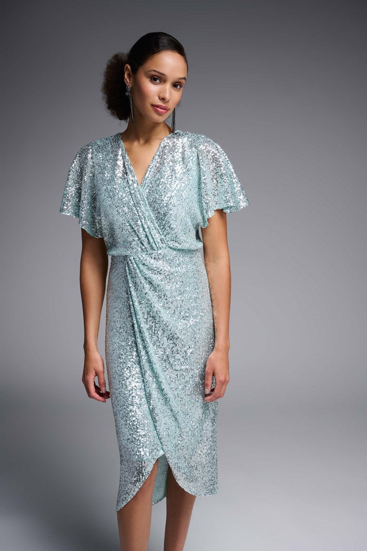 J.R 231760 Sequin Wrap Sheath Dress